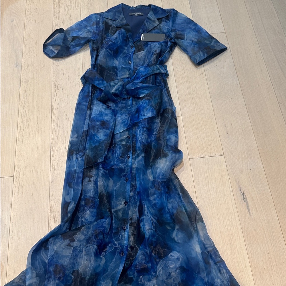 Julia Jordan Tie Belt Organza Short Sleeve Maxi Cocktail Dress 6 - Picture 9 of 9